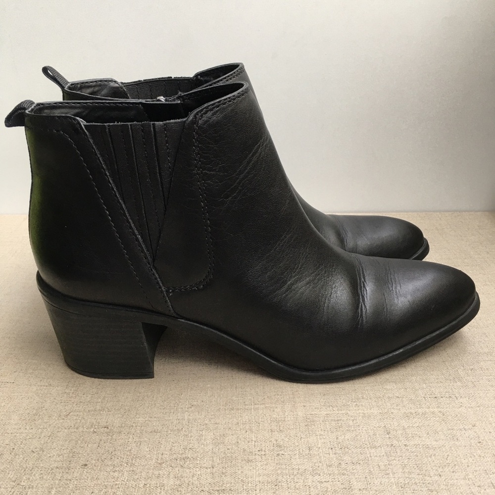 Franco Sarto US 10 EU 40 Black Leather Ankle Boots